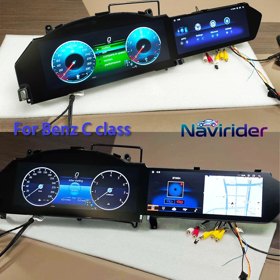 12.3+10.25inch For Mercedes Benz C Class W204 Car Radio Stereo Receiver Android Auto Touch Screen Car Multimedia Player GPS Navi