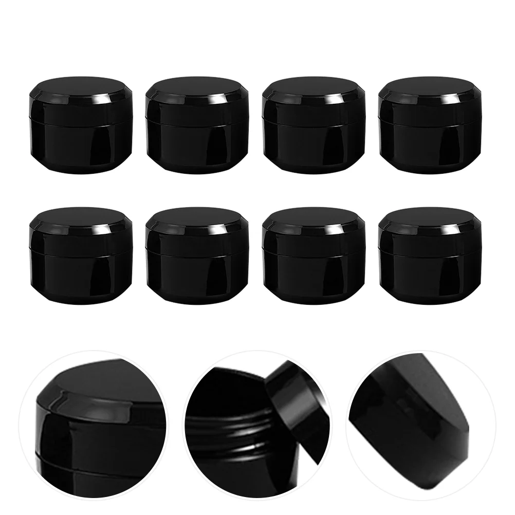 8 Pcs Angled Cream Jar Empty Bottle Refillable Face Container Pack Filling 362x362cm Travel Storage Black