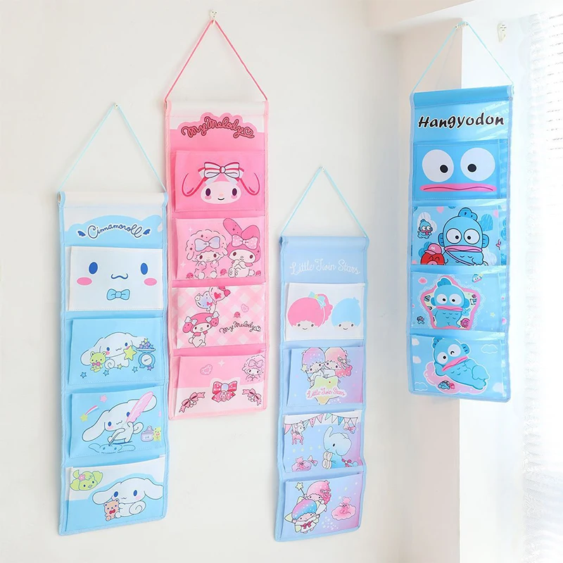 

Kawaii Sanrio Storage Bag Hello Kitty Y2K My Melody Cartoon Anime Student Dormitory Kitchen Wall Mounted Storage Toys Girls