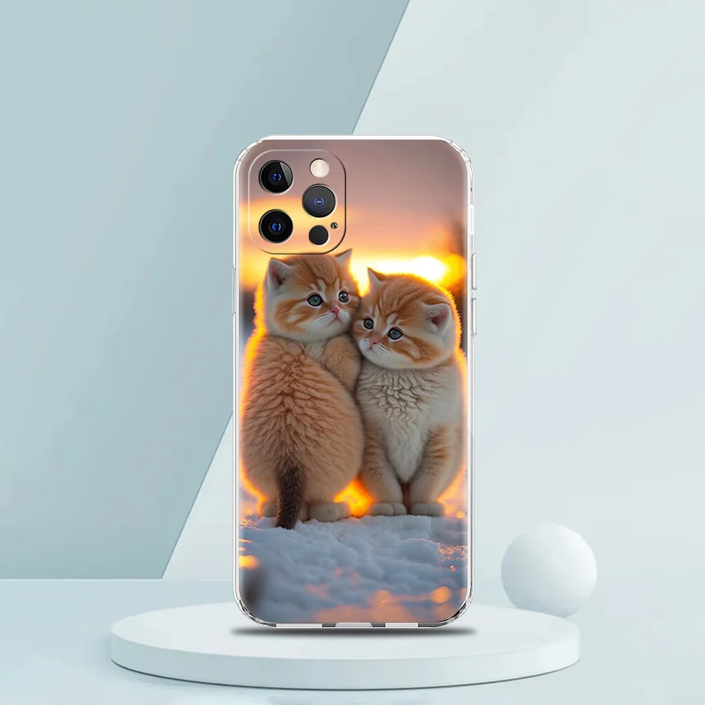 Kiss Cat Cute Kitten Phone Case for iPhone 15 14 13 12 Pro Max Transparent Soft for iPhone 11 Pro Max 7 8 Plus X XS XR SE Shell