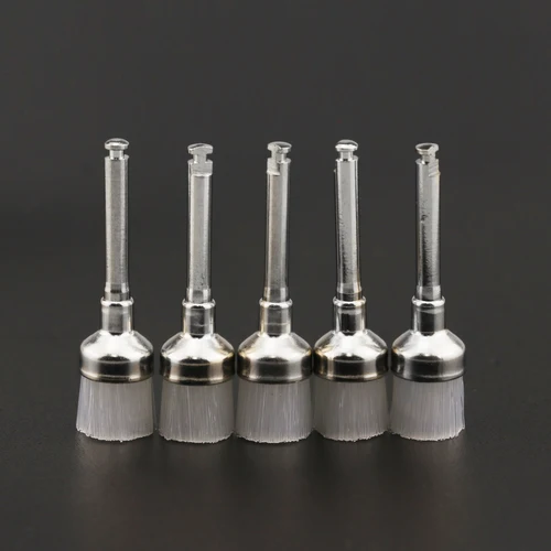 Imagen 2 del producto 100 Uds. Pestillo de nailon para laboratorio Dental, pulidor de pulido plano pequeño, cepillos de profilaxis, cabezal de cepillo desechable para cuidado Dental