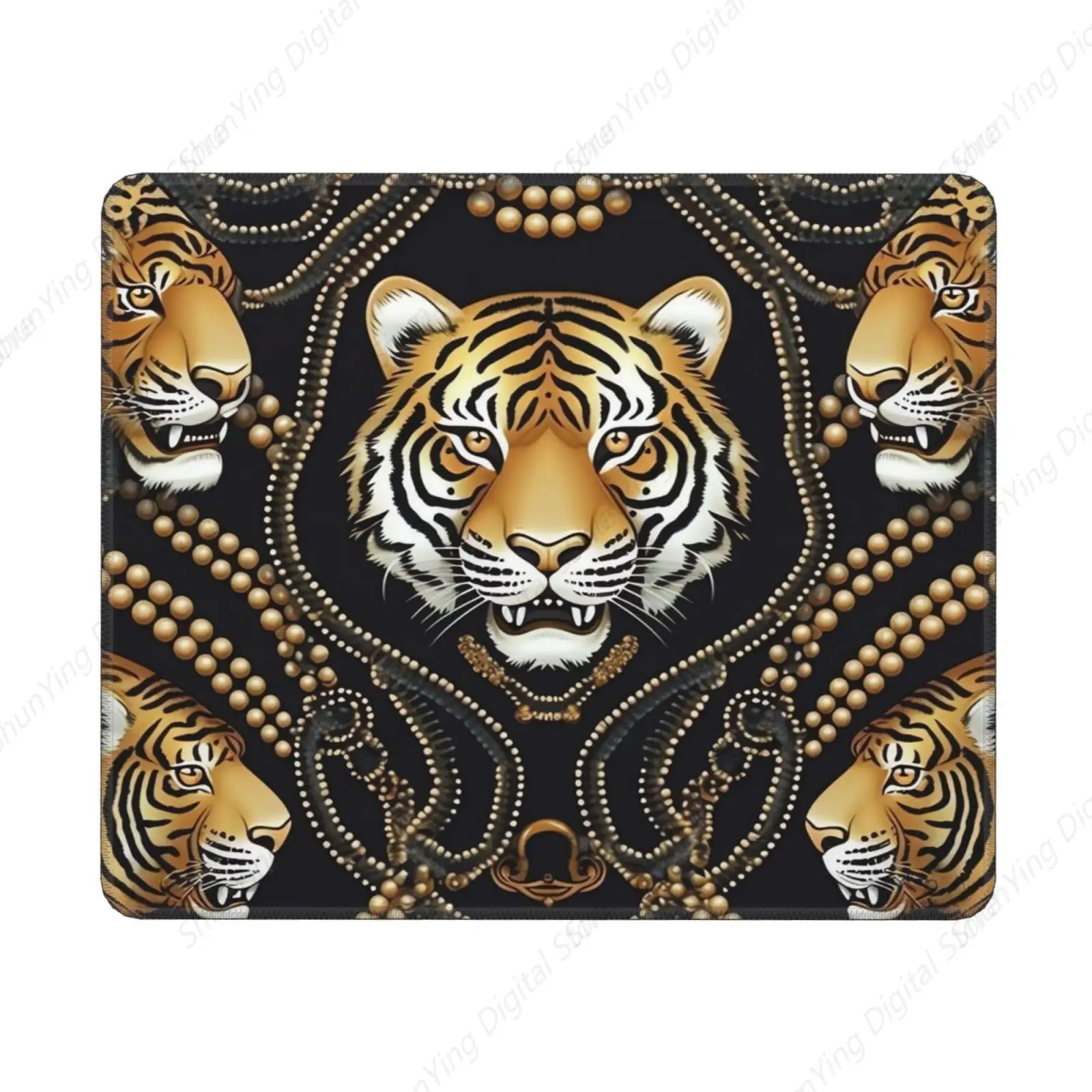 Anti Slip Mouse Pad With Rubber Game Tiger Head Pattern Office Decoration Washable Keyboard Pad, Gaming Work Computer 18*22cm