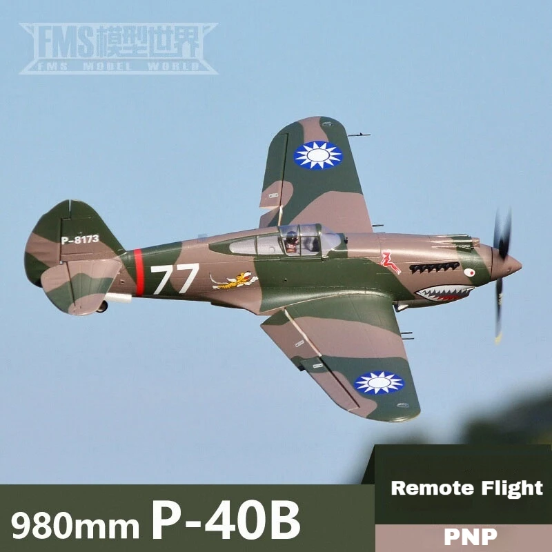FMS 980 mm Flying Tiger P-40B Warhawk RC vliegtuig vaste vleugel WW2 vechtermodel Plug-N-Play geweldig cadeau voor kinderen en volwassenen