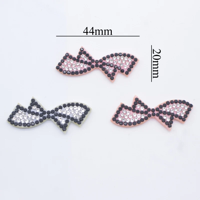 20Pcs Cute Bowknot Tie Rhinestone Applique Sew on Patch for Clothing Dress DIY Beaded Patches Sweater Headwear Accessories