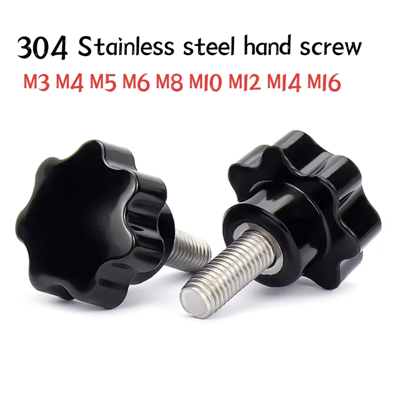 304 Stainless Steel Handle Bakelite Bolt Knob Plum Handle Head 25-48mm Length 6-100mm M3 M4 M5 M6 M8 M10 Hand Screw