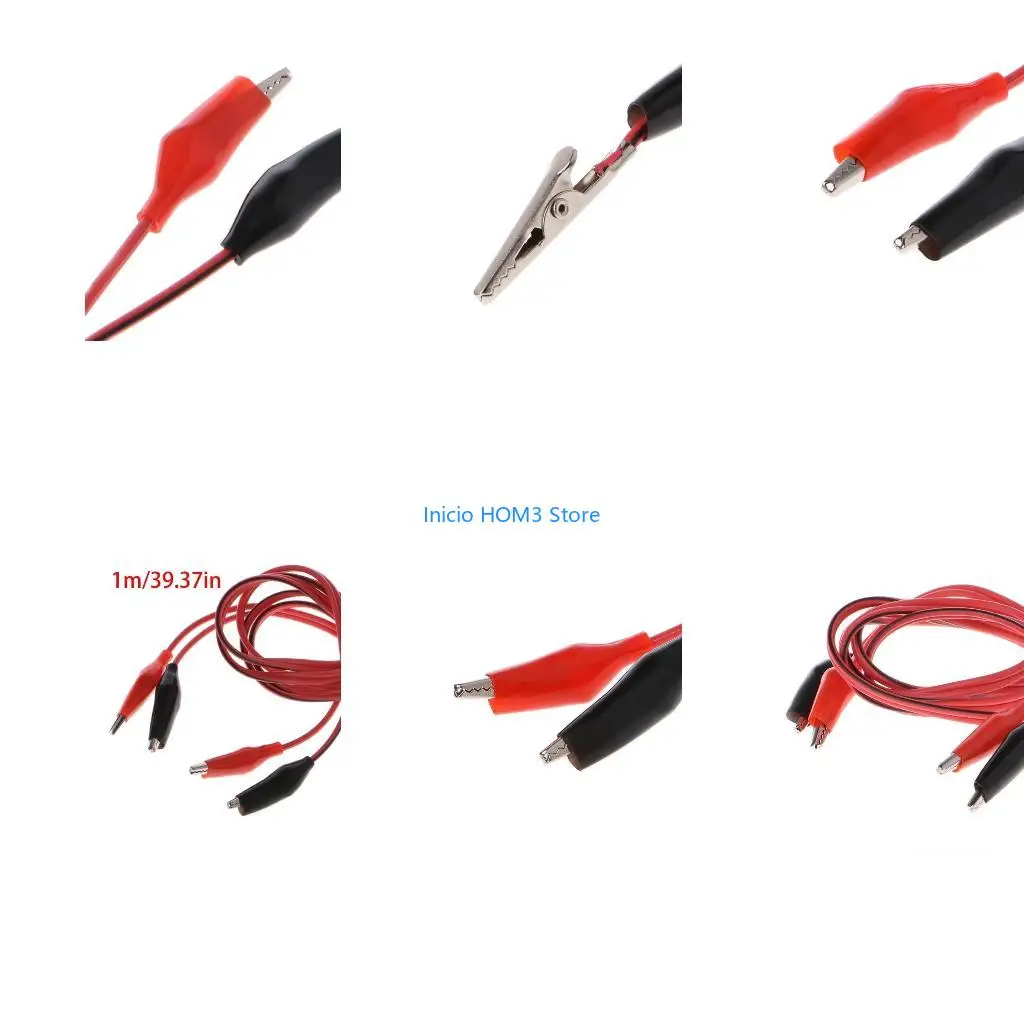 A5YD Dual Red & Black Test Leads with for Crocodile Clips Jumper Cable Wire