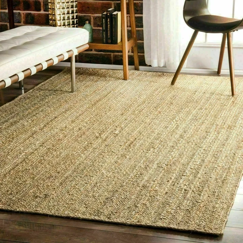 Jute Rug Carpet Runner Natural Jute Reversible Braided Modern Rustic Look Fur Rugs for Living Room