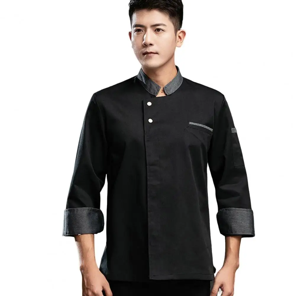 Trendy Chef Uniform Lightweight Stand Collar Quick Drying Men Women Chef Shirt Pastry Clothes  Chef Shirt Oil-proof