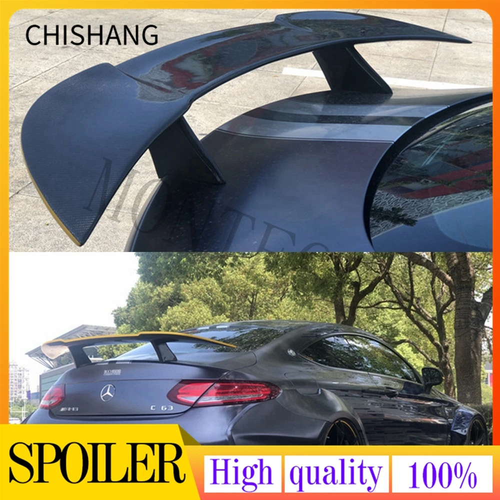 

For Mercedes Benz C63 W205 C205 2015 + C Class C250 C300 C350 2-door Coupe ABS Carbo Rear Roof Spoiler Trunk Lip Boot WingE E63