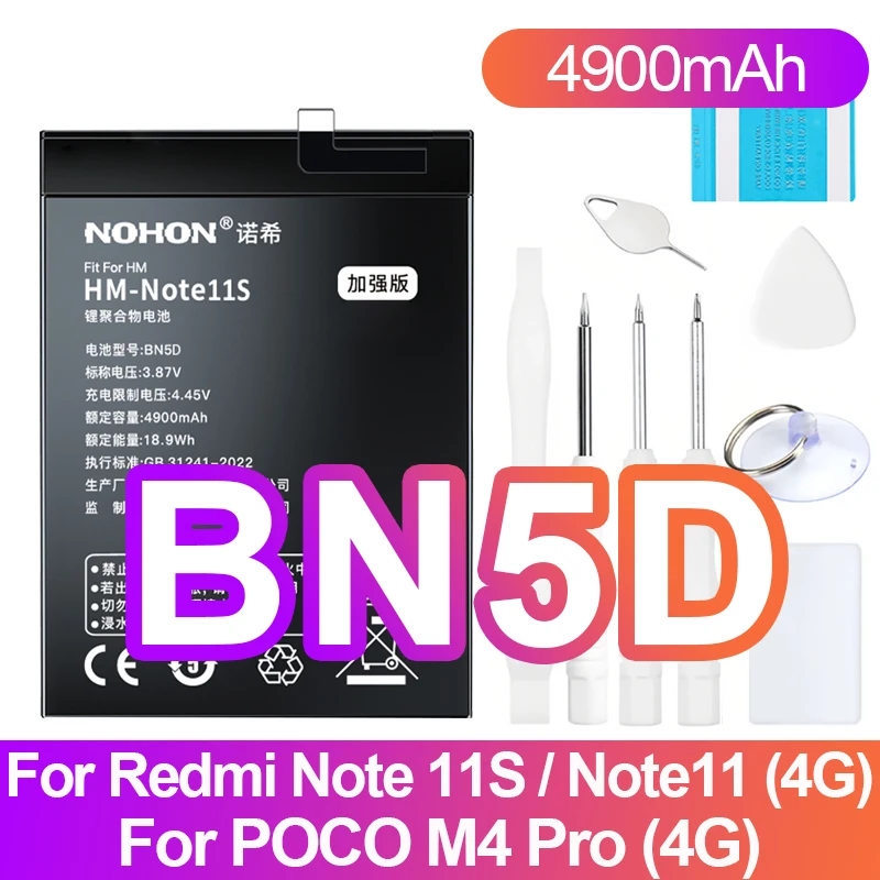 NOHON Battery for Xiaomi Redmi Note 11E 11 11S 11TPro Replacement