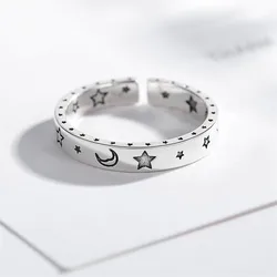 925 Sterling Silver Stars Moon Woman Rings Luxury Designer Jewelry Gift Female Accessories Wholesale Offers