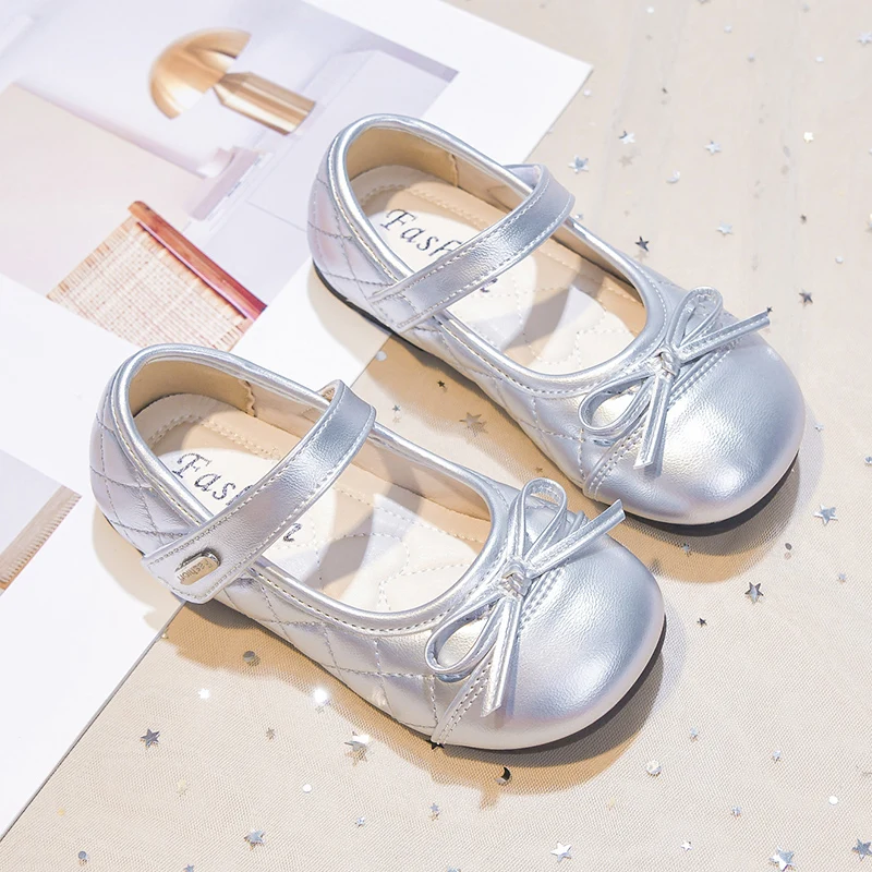 New Children's Leather Shoes with Bowknot Versatile Girls Fashion Mary Jane Shoes Causal Comfort Soft Sole Kids Princess Shoes