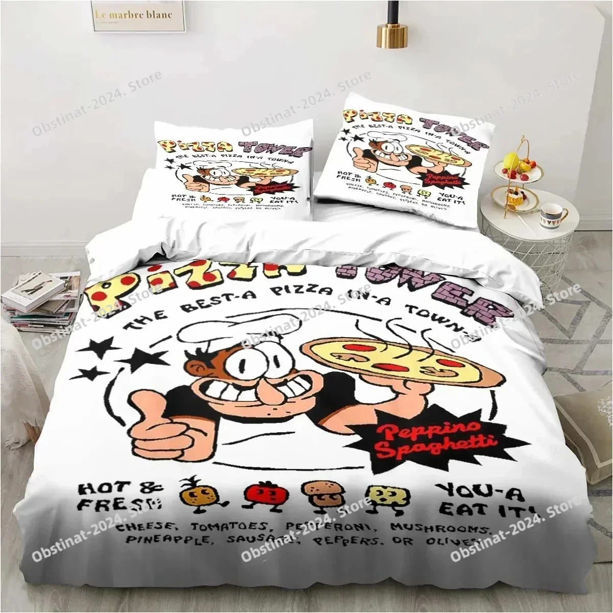 New Game Pizza Tower Bedding Set Printed single Comforter Quilt Bed Cover Duvet Cover Pillow Case 3 Pieces Sets Kids Adult Size