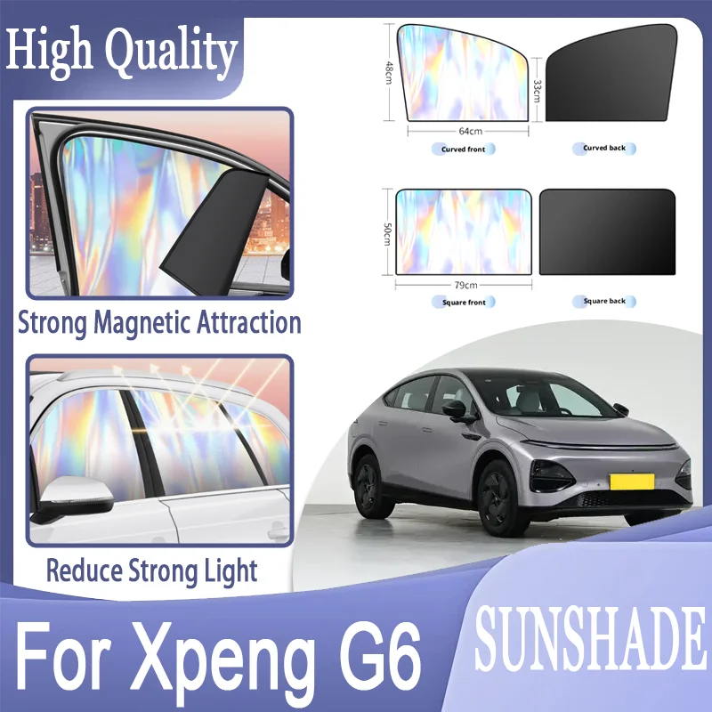 For Xpeng G6 ,Magnetic Side Window Sun Shade Titanium Silver Opaque Full Cover,Laser UV-Protective Film,Heat Block car sun shade