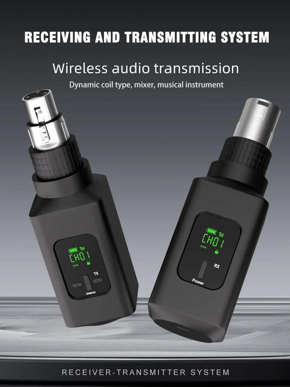 Wireless Microphone System G-MARK GX1.2 2.4G XLR Adapter 16 Channels Audio Transmitter And Receiver For Audio Mixer PA Speaker