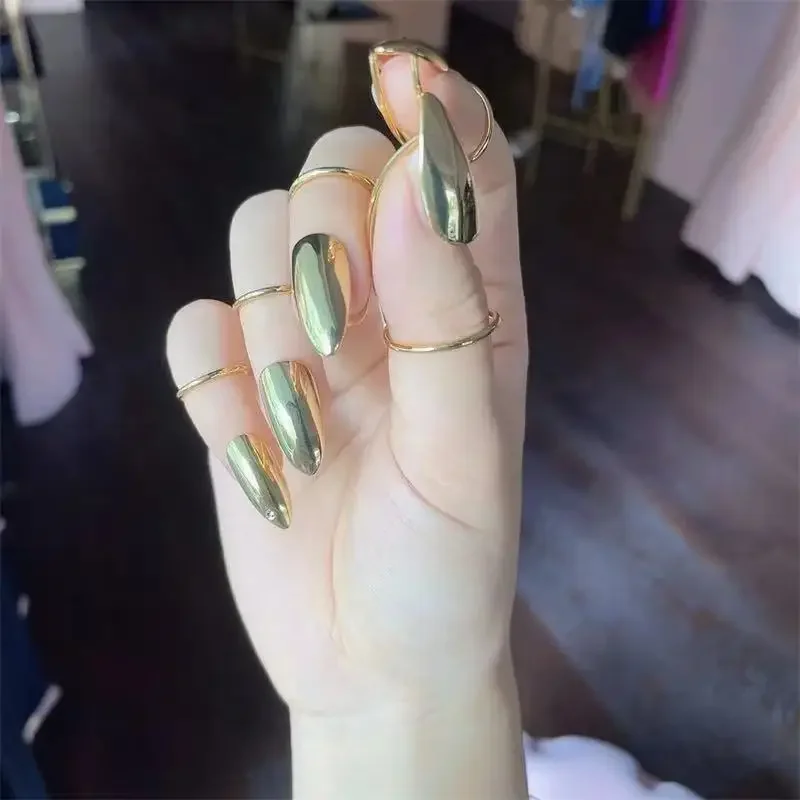 Gothic Style Gold Color Imitation Nail Art Nail Cover Ring Women\'s You Can Give Jewelry Rings To Friends Who Like Unique Design