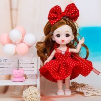 16cm Cute Face Big Eyes BJD Doll with Clothes and Shoes 1/12 Scale Figure DIY Movable 13 Joints Sweet Gift Girl Toy