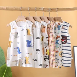 Cartoon Cotton Newborn Baby Sleeveless Vest Romper Boy Girl Clothes  0-24M