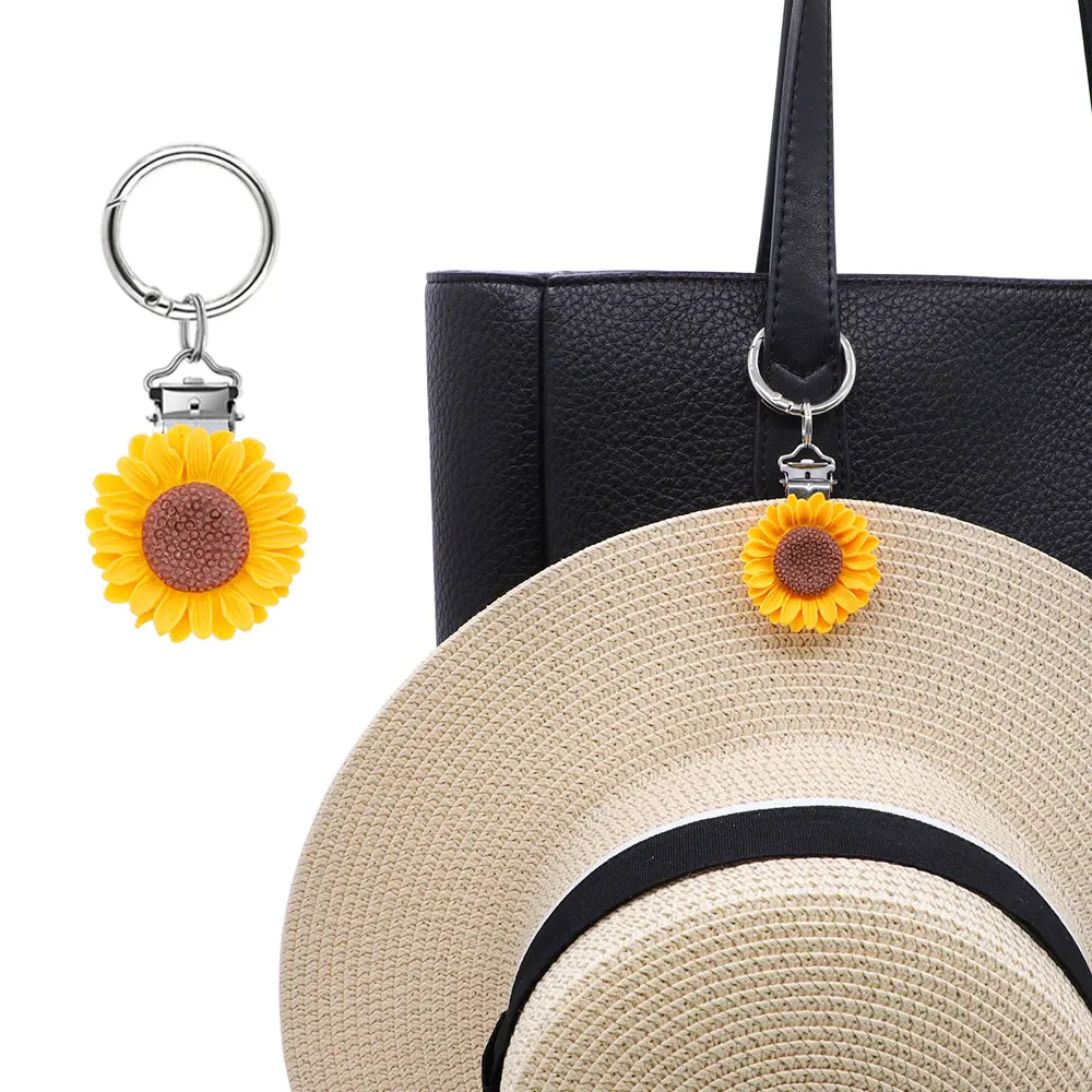 1 stücke Hut Clip Sonnenblume Gänseblümchen Reise Hut Zubehör Halter Handtasche kostenlose Sonnenbrille Brille Brieftasche hängen Hut Clip
