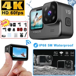 V9 4K Wifi Anti-Shake Camera 60FPS Waterproof Sports Camera with Remote Control Dual Screen Touch Control 170° Wide Angle Pro DV