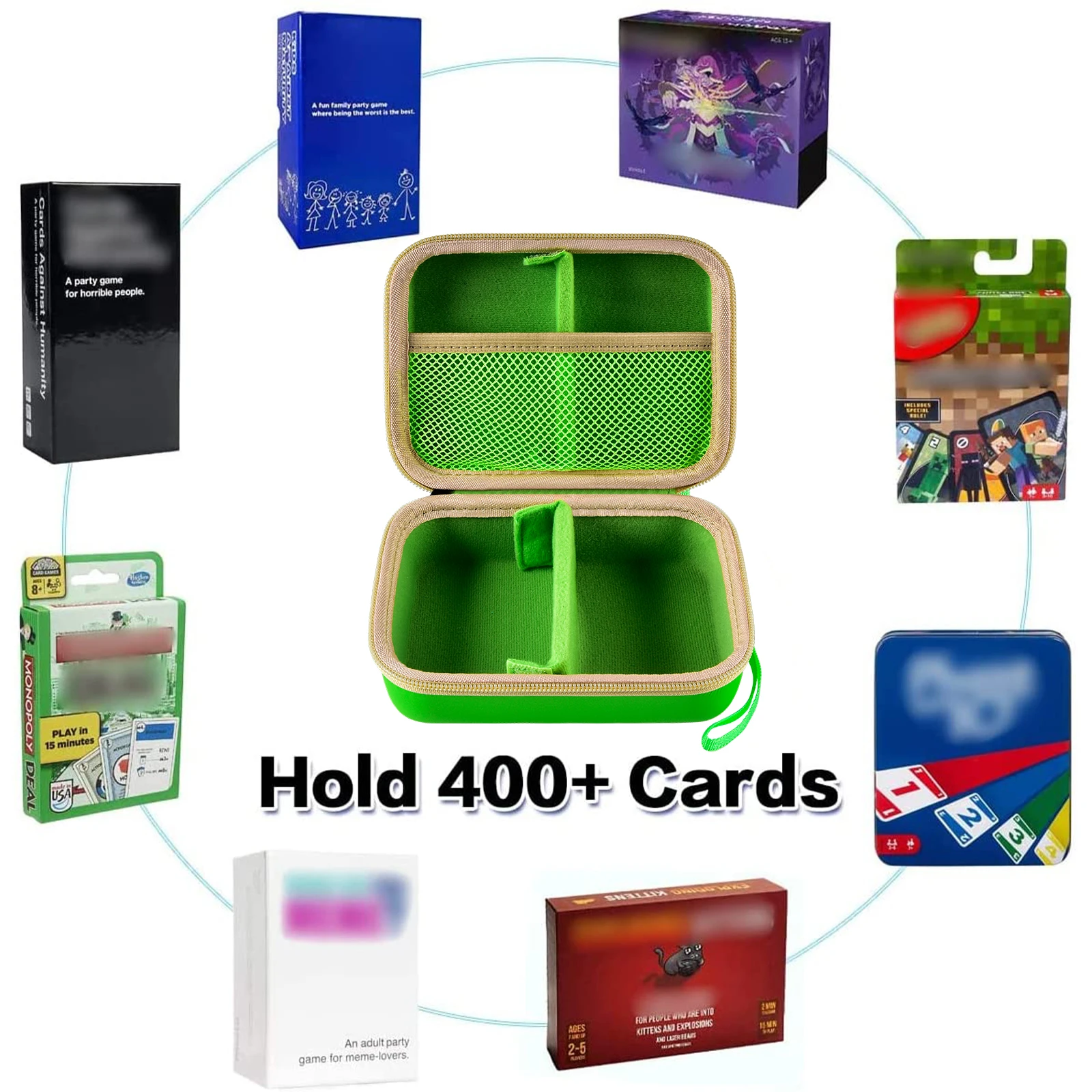 400+ Game Cards Holder Deck Box Organizer Storage Collection Compatible with PM TCG for Booster Packs/ Football Baseball Cards