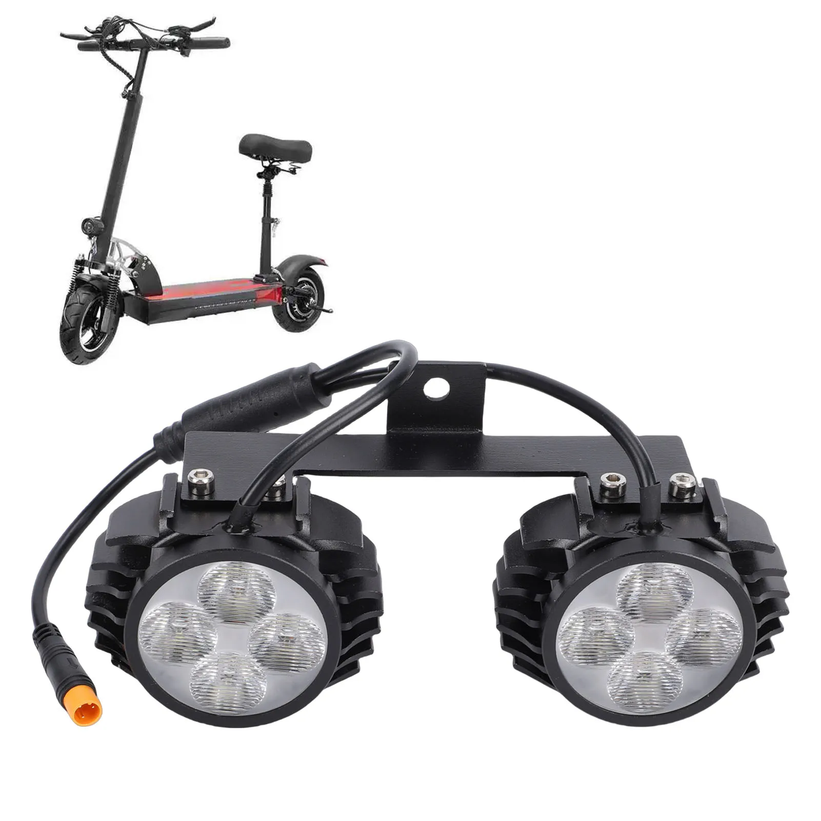 

Electric Scooter Double Head Front Light Fit for Waterproofing High Brightness Easy Using LED Electric Scooter Handlebar Lamp