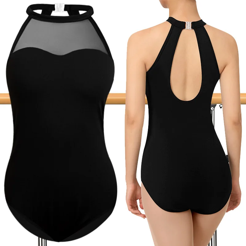 

Women's Halter Sleeveless Ballet Dance Leotard for Adult&girl Gymnastics Tank Tops with Keyhole Back and Lining Dance Leotards