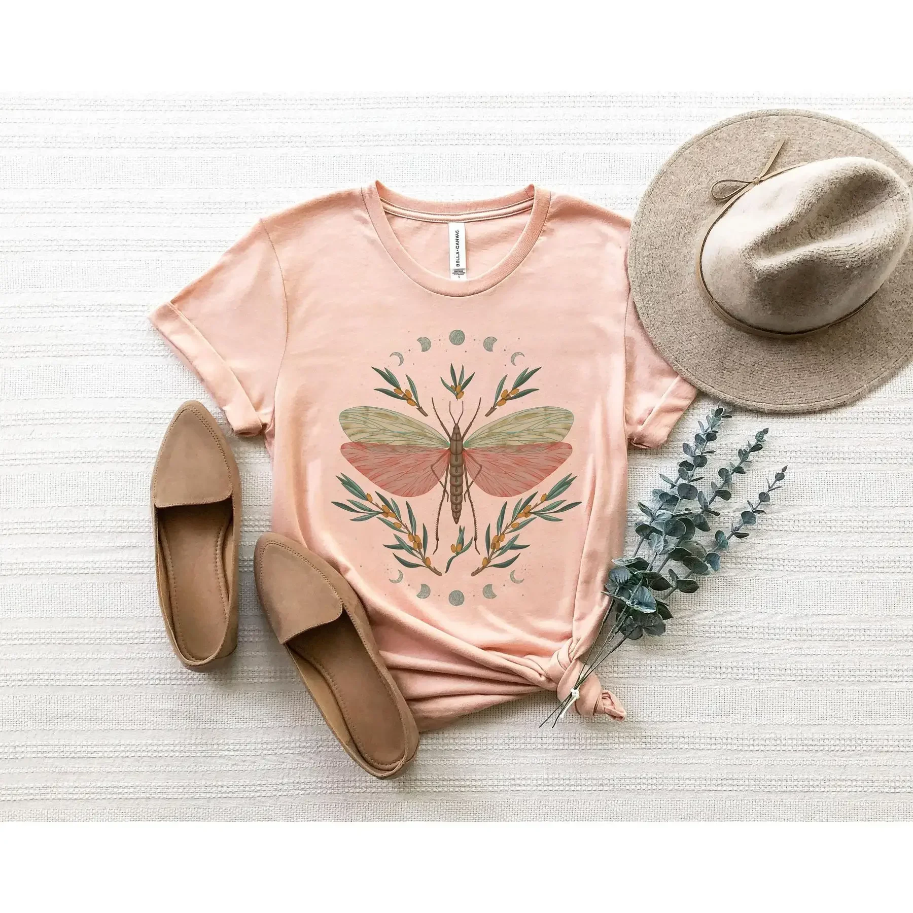 Luna Moth T Shirt Cottagecore Fairy Witchy Vintage Boho Botanical Celestial Moon Child Oversized