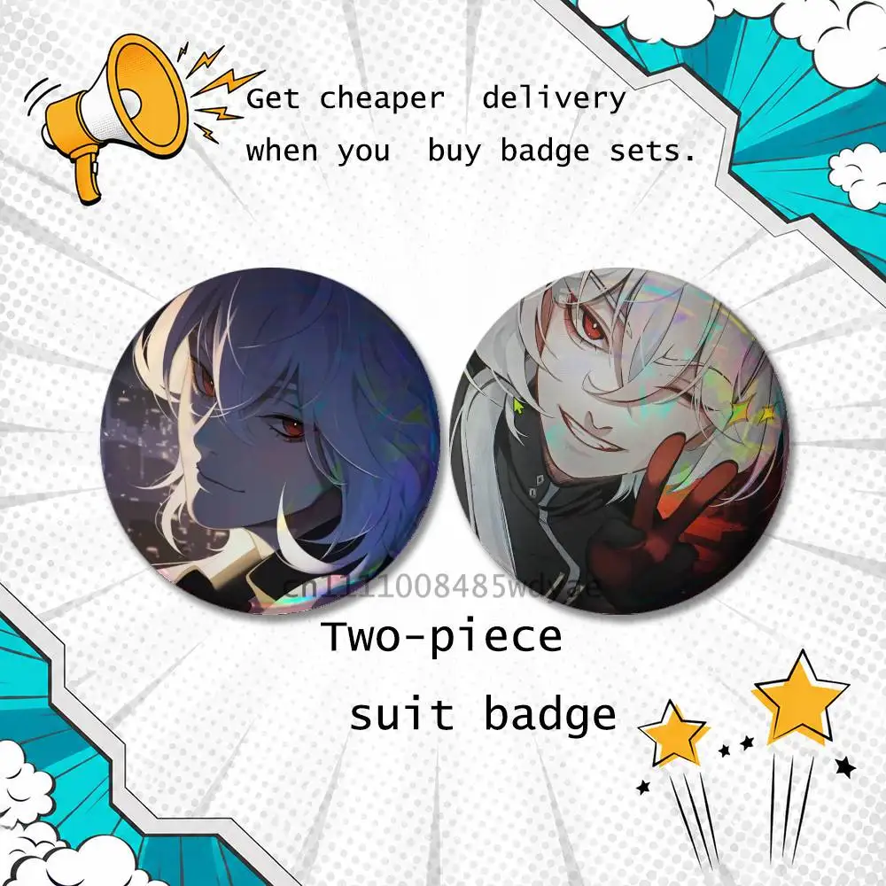 Brooches for Backpack Accessories25,32,44,58,75mm Round A D-Date with D-Death Casper Enamel Pins 2-piece set Cartoon Anime Badge
