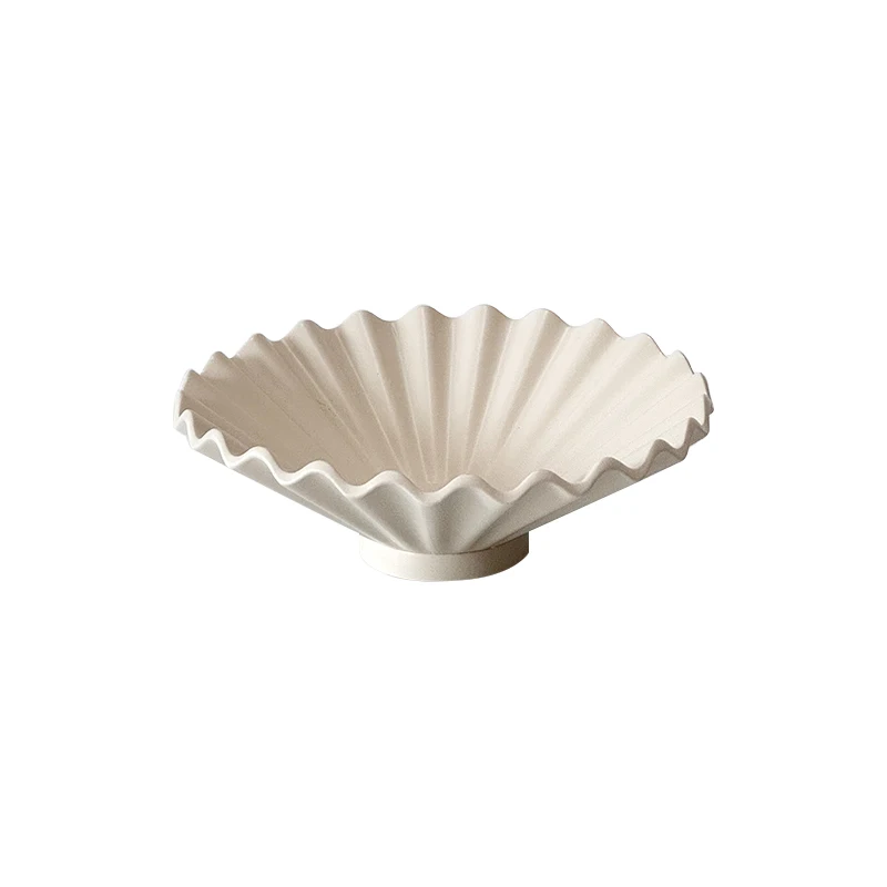 

Керамическая плиссированная тарелка с фруктами, декоративная ваза с фруктами, французский свет, роскошная, элитная, для домашнего хранения, художественное украшение для обеденного стола