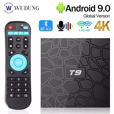 T9 Android 9.0 TV Box 4GB RAM 64GB ROM 4K H.265 2.4G&amp;5G Dual WiFi RK3318 Quad Core BT4.0 Smart Set Top Box