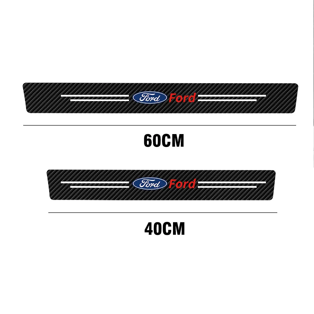 Leather Car Door Plate Sill Anti Scuff Protector Welcome Pedal Threshold Sticker For Ford Ranger Focus Kuga Mustang Mondeo Ghia