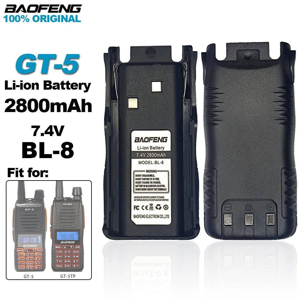 Baofeng GT-5 walkie talkie bateria 100% original 2800mah 7.4v li-ion bateria para GT-5 GT-5TP rádios em dois sentidos gt5 baterias extras