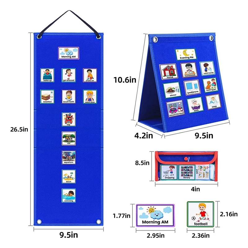 Visual Schedule For Kids Daily Routine Chart With 70 Cards Calendar Pocket Autism Learning Behavioral Tool For School