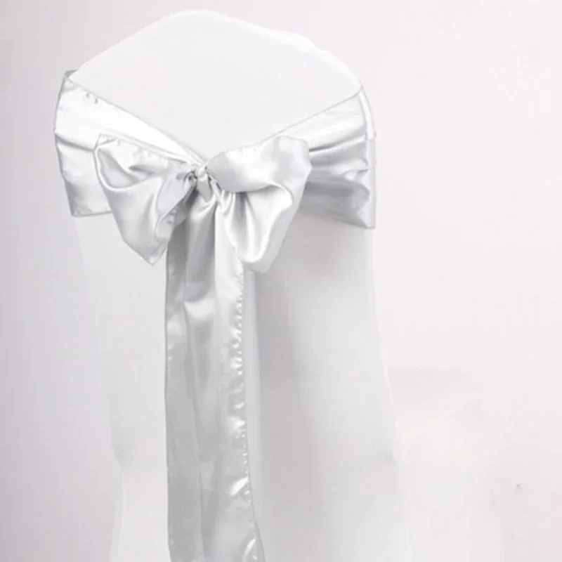 Colourful Satin Chair Sash Wedding Decoration Bow Tie Knot Band Birthday Party Hotel Show Shiny Colour Luxury Design