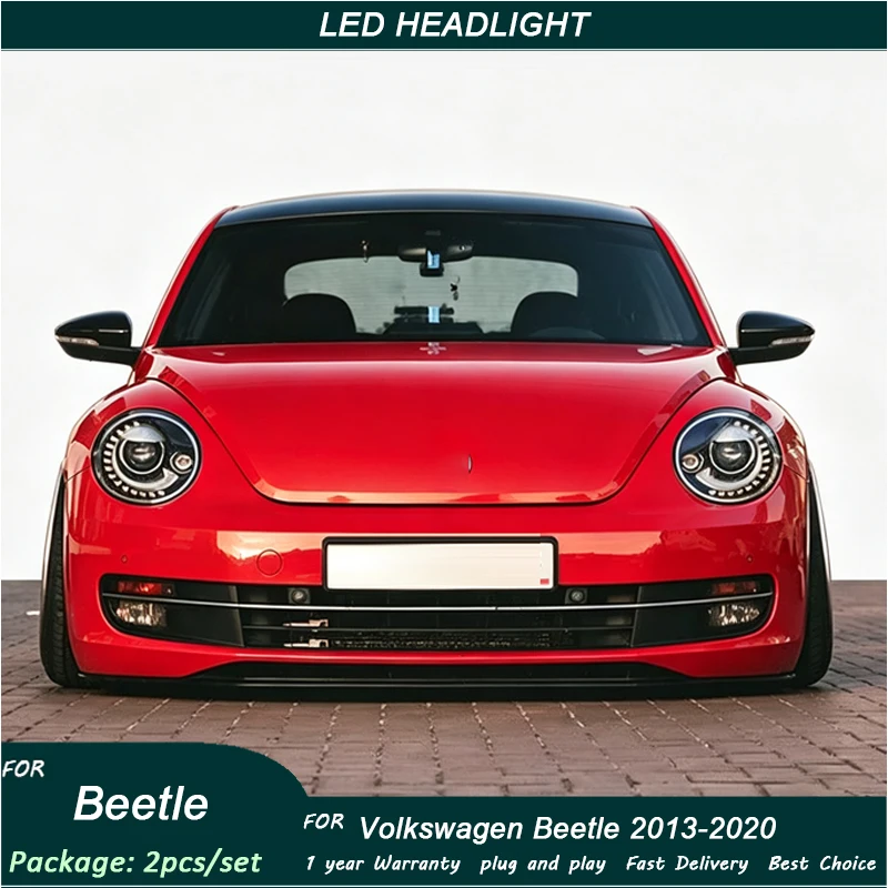 Auto Parts For VW Beetle Headlights 2013-2020 Tear eyes Styling LED Daytime Lights Dual Projector DRL Car Accesorios Facelift