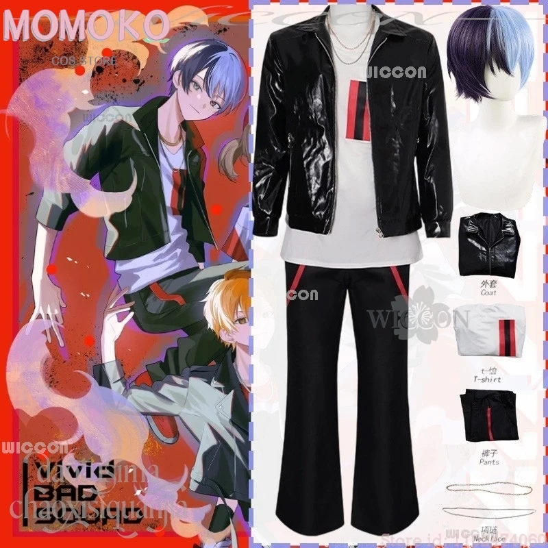 

Аниме для взрослых, игровой проект Sekai Theater Edition, косплей Aoyagi Toya, черное пальто из искусственной кожи, брюки, крутые аксессуары