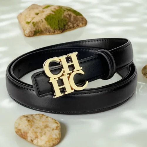 Imagen 2 del producto Cinturón de moda para mujer, hebilla de aleación en forma de letra, Material PU duradero, accesorio elegante fácil de limpiar