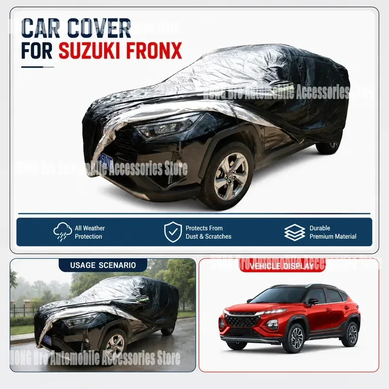 For Suzuki Fronx 2022-2024 Waterproof Car Cover All Weather UV Sun Rain Snow Ice Scratch Resistant Auto Body Protection