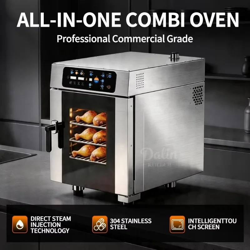 304 Steel Combi Oven, Multifunctional Electric Convection Steamer, Smart Commercial Kitchen Baking Cooking Appliance