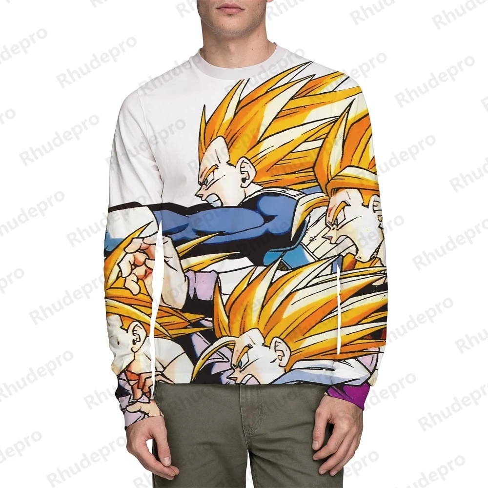 Camisetas de Dragon Ball Z para hombre, camisas de manga larga, Vegeta, Super Saiya, ropa de calle de moda, Goku, 5XL, 2024