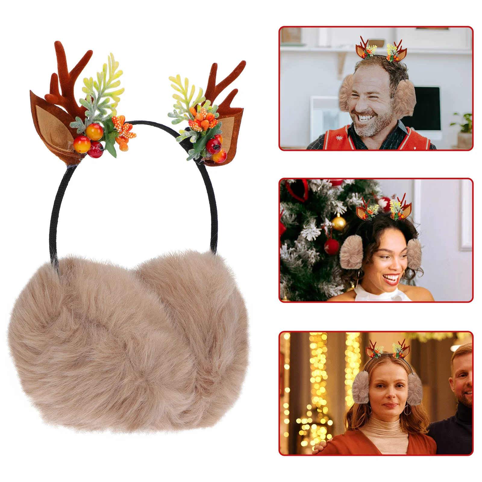قرون عقال غطاء للأذنين عيد الميلاد مضحك الأذن دفئا الشتاء حماية لينة ناعمة مريحة أنيقة المرأة غطاء الرأس