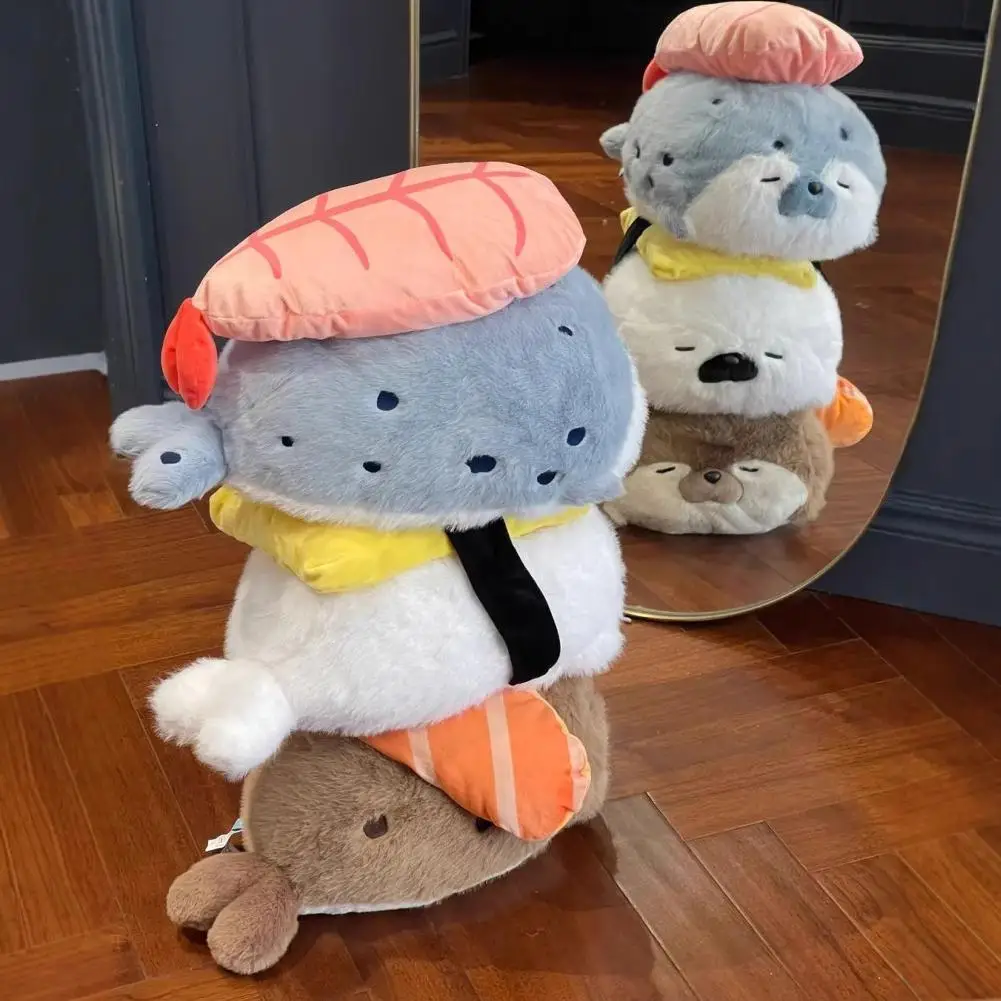 Kawaii dibujos animados criatura marina nutria marina muñeca de peluche almohada sello azul nutria de mar Animal relleno regalo de cumpleaños para niños y niñas