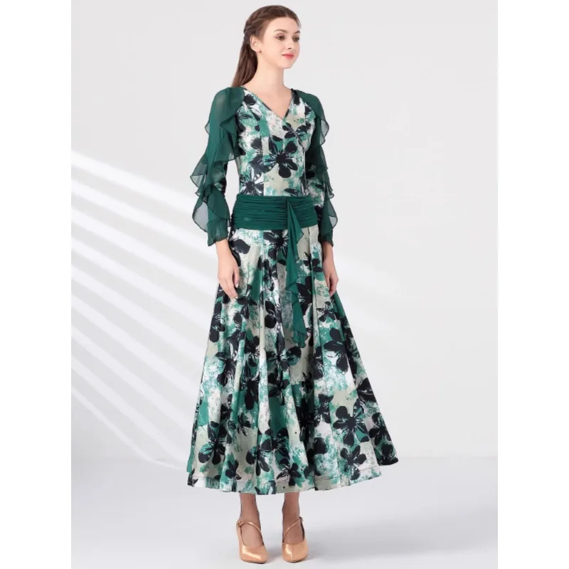 Nieuwe volwassen bedrukte moderne dansjurk MY867 Nationale standaard dansjurk Waltz sociale dansjurk