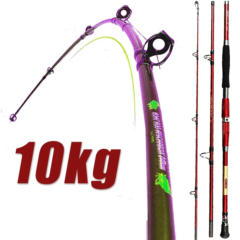 Portable Fishing Boat Rod Spinning Lure Ultralight Hard Carbon Fishing Rod 1.8 M 2.1 M 2.4 M Red Three-section New Fishing Pole