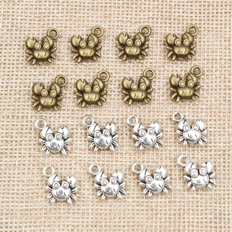 

20pcs 12x11mm Bronze Antique Silver Plated Crab Handmade Charms Pendant DIY Jewelry Supplies Findings for Bracelet Necklace