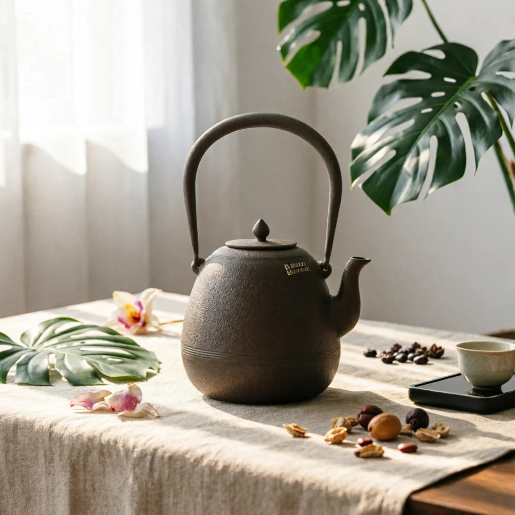 Cast Iron Kettle Uncoated Cast Iron Teapot Tetsubin Traditional Vessel Rustic for Hosts, Home Brewing