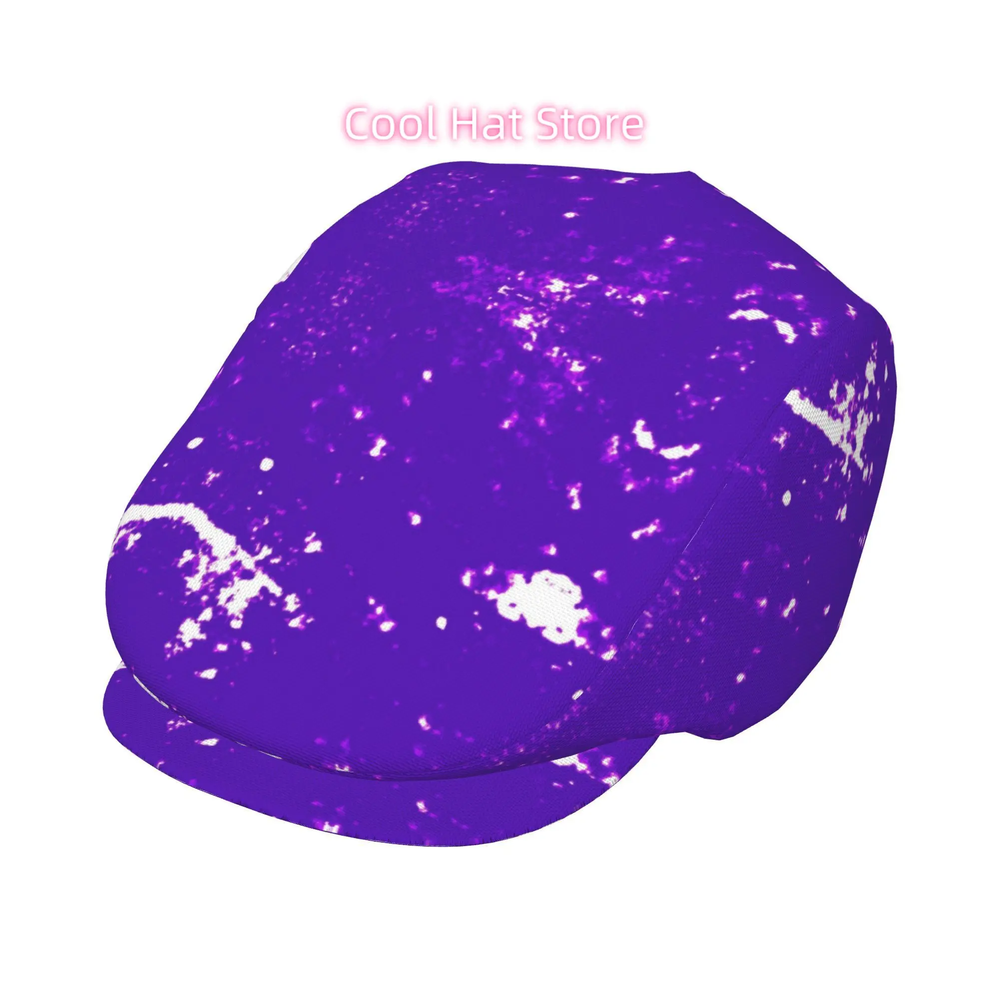 1pc of a Purple Cosmic Splatter Cap Suitable for Both Men And Women, Featuring a Flat-Top Design. It Includes Styles Like an Adj