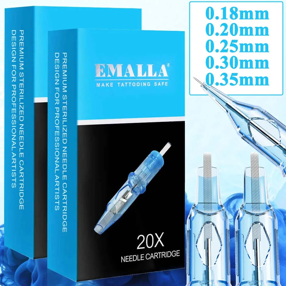 

20/10pcs EMALLA Eliot Tattoo Cartridge Needle Sterilize RL RS CM MG Tattoo Cartridges Makeup Tattoo Needle for Tattoo Machines