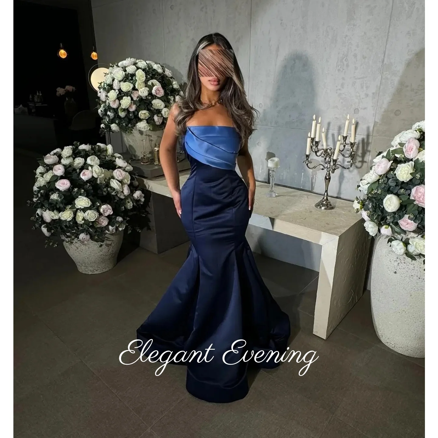 

Элегантное синее вечернее платье русалки длиной до пола, платья для выпускного вечера, женские простые вечерние платья без бретелек для особых случаев по индивидуальному заказу